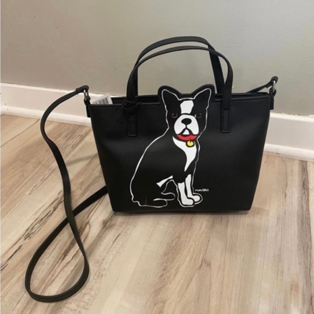 Marc Tetro French Bulldog Crossbody / Shoulder Bag Handbag Black & White